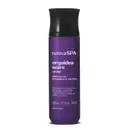 Frasco roxo escuro com tampa preta e letras brancas contendo 200ml de body splash da marca Nativa SPA Orquídea Noire.