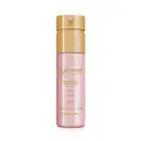 Frasco rosa com tampa e letras douradas contendo 100ml de body spray Glamour.