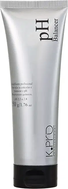 Tubo de creme profissional K.Pro com 50 g, embalagem prateada com texto preto, indicando pH Balancer