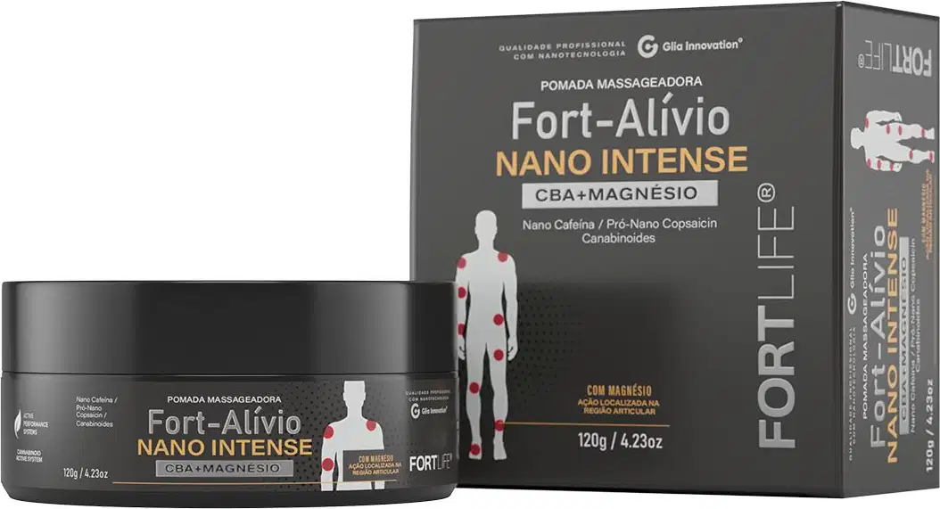 Pomada Massageadora Corporal FortLife Pharma Fort-Alívio Nano Intense CBA + Magnésio, 120g.