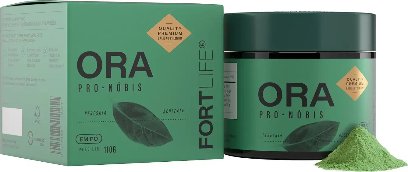 Suplemento Alimentar em Pó FortLife Pharma Ora Pro Nóbis, 110g.