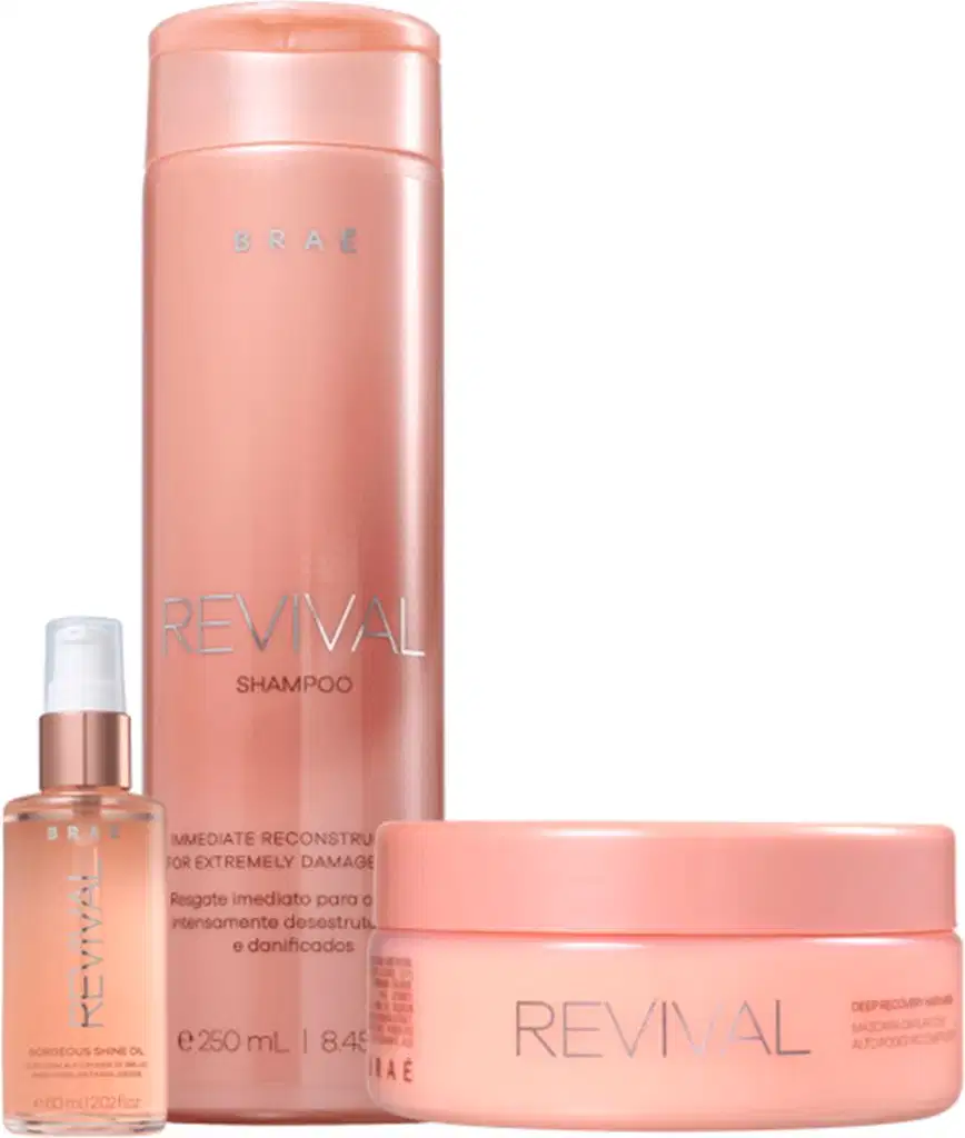 Kit Braé Revival Shine Oil Tripla Ação, 3 produtos.