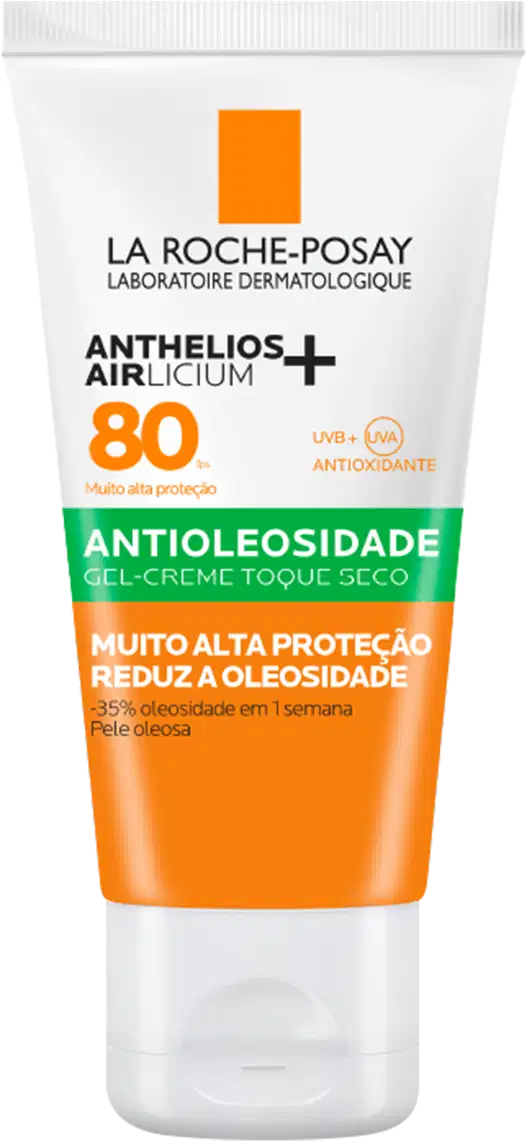 Embalagem do Protetor Solar Anthelios Airlicium FPS 80, da marca La Roche-Posay.