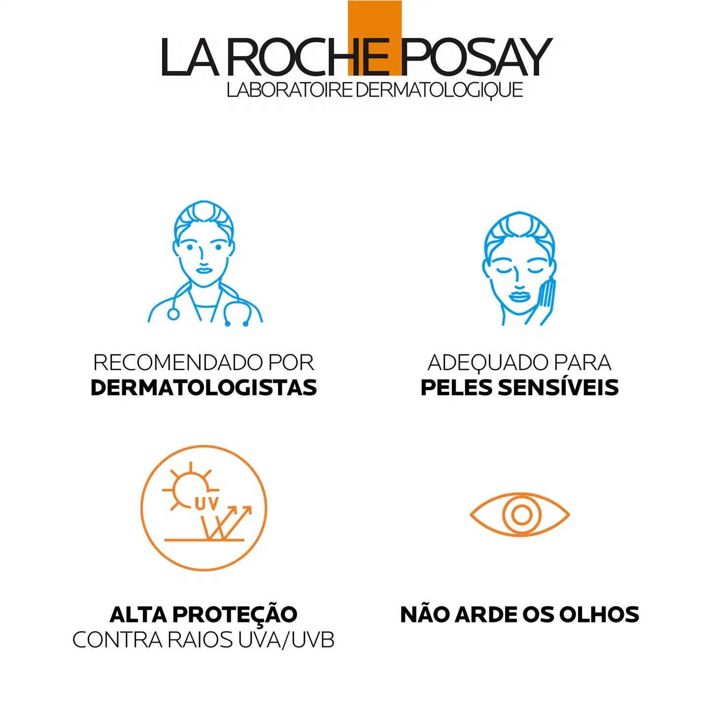 LABORATOIRE DERMATOLOGIQUE
RECOMENDADO POR DERMATOLOGISTAS
ADEQUADO PARA PELES SENSÍVEIS
ALTA PROTEÇÃO CONTRA RAIOS UVA/UVB
NÃO ARDE OS OLHOS