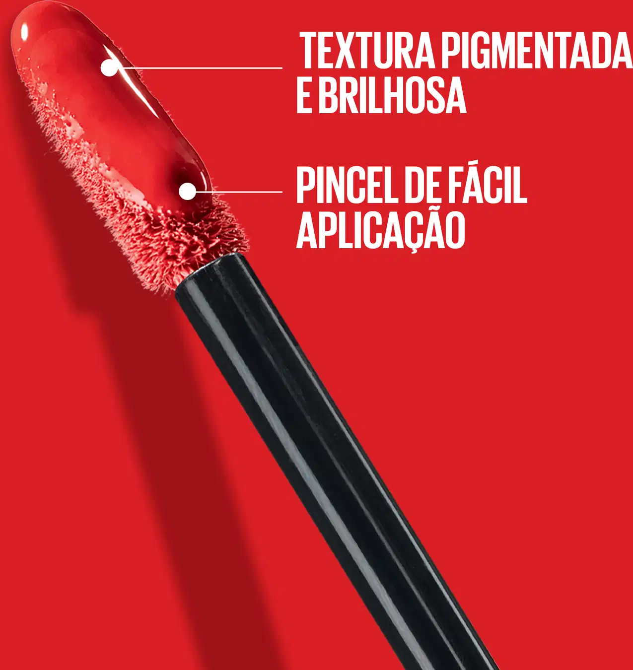 TEXTURA PIGMENTADA E BRILHOSA PINCEL DE FÁCIL APLICAÇÃO