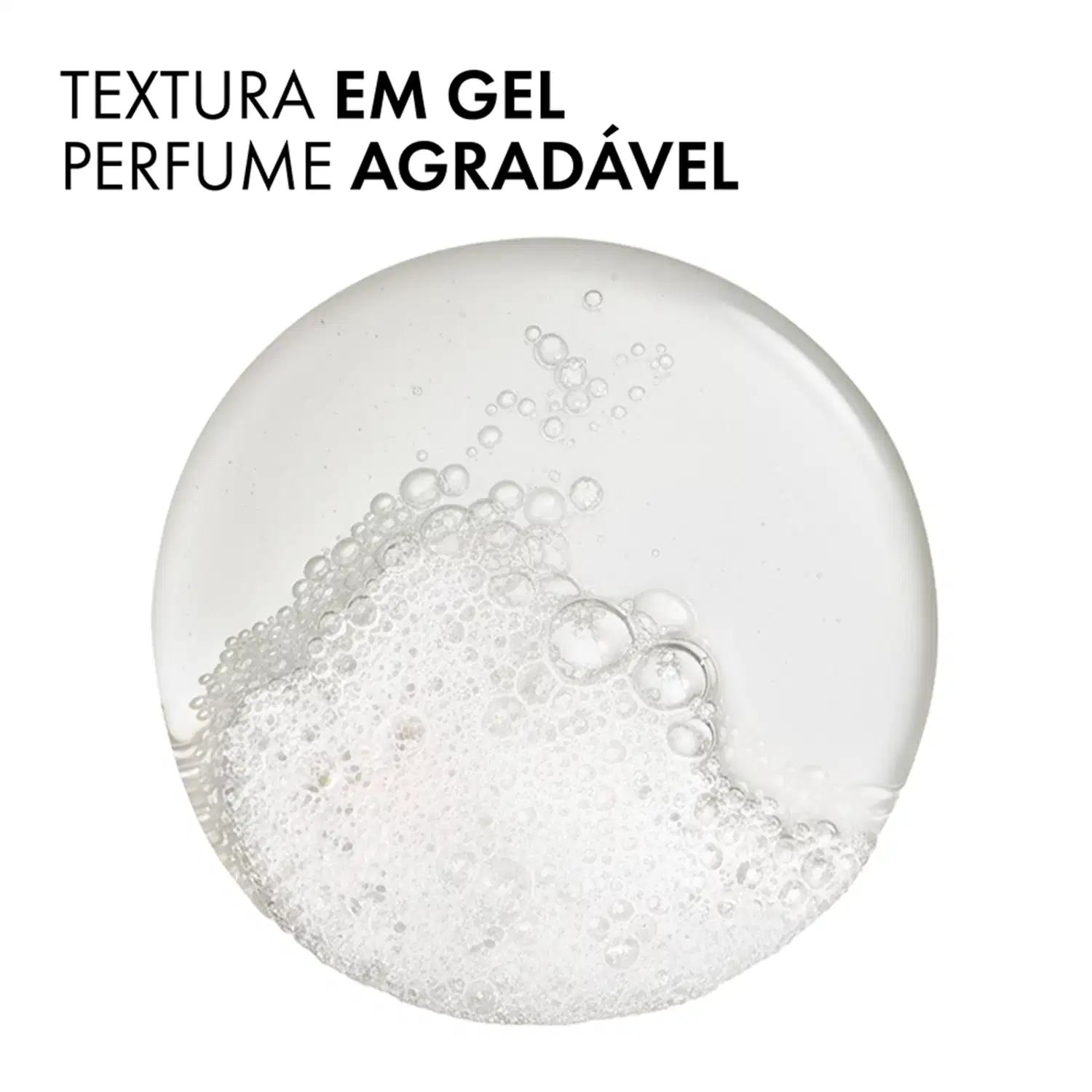 Texto "TEXTURA EM GEL PERFUME AGRADÁVEL" visível.