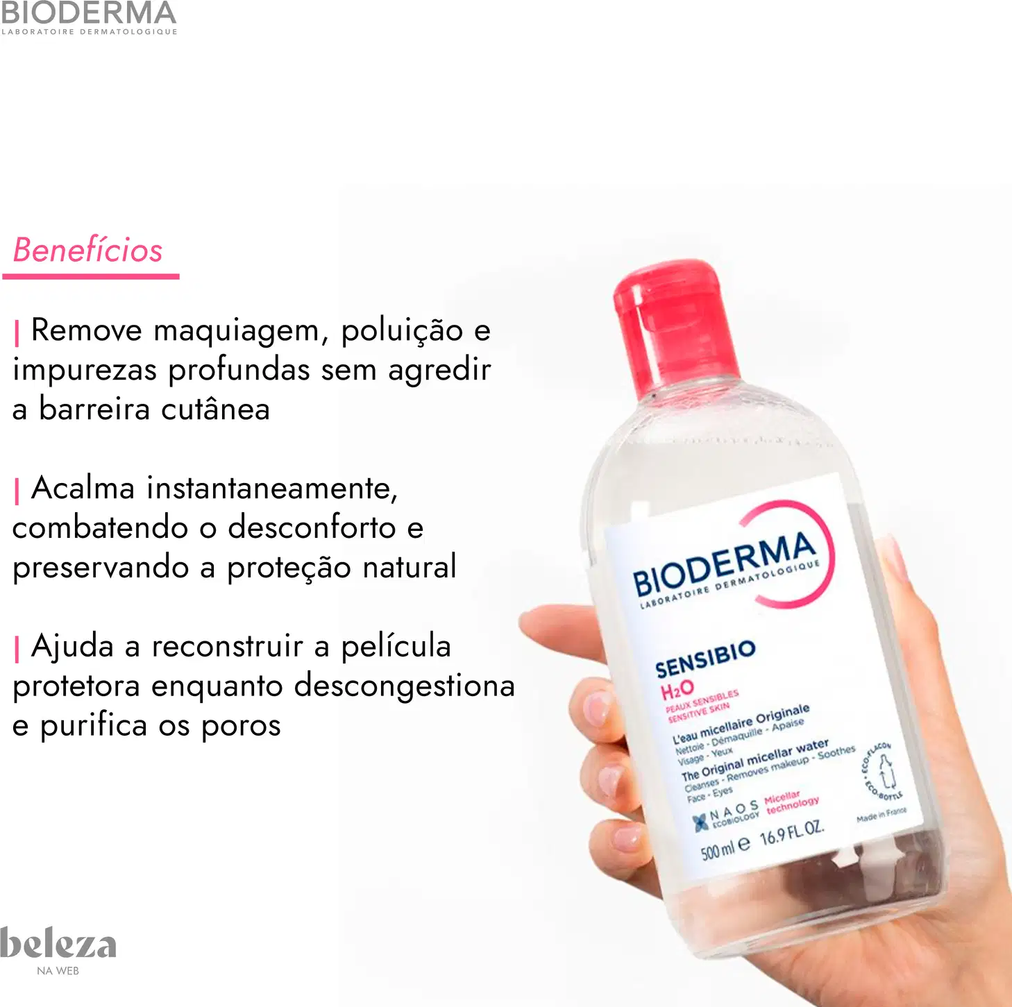 Remove maquiagem, poluição e impurezas profundas sem agredir a barreira cutânea; Acalma instantaneamente, combatendo o desconforto e preservando a proteção natural; Ajuda a reconstruir a película protetora enquanto descongestiona e purifica os poros.