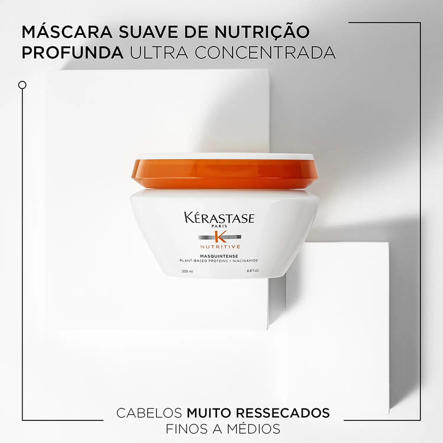Frasco branco e laranja da linha Nutritive da Kérastase, contendo 200 ml.