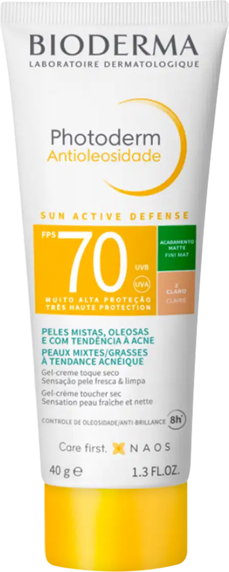 Protetor Solar Facial com Cor Bioderma Photoderm Antioleosidade FPS 70 2  Claro de 40g