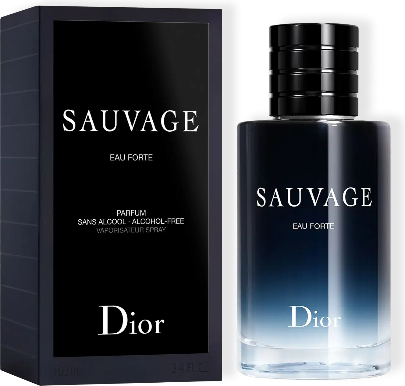 A imagem mostra a caixa e o frasco do perfume, lado a lado.