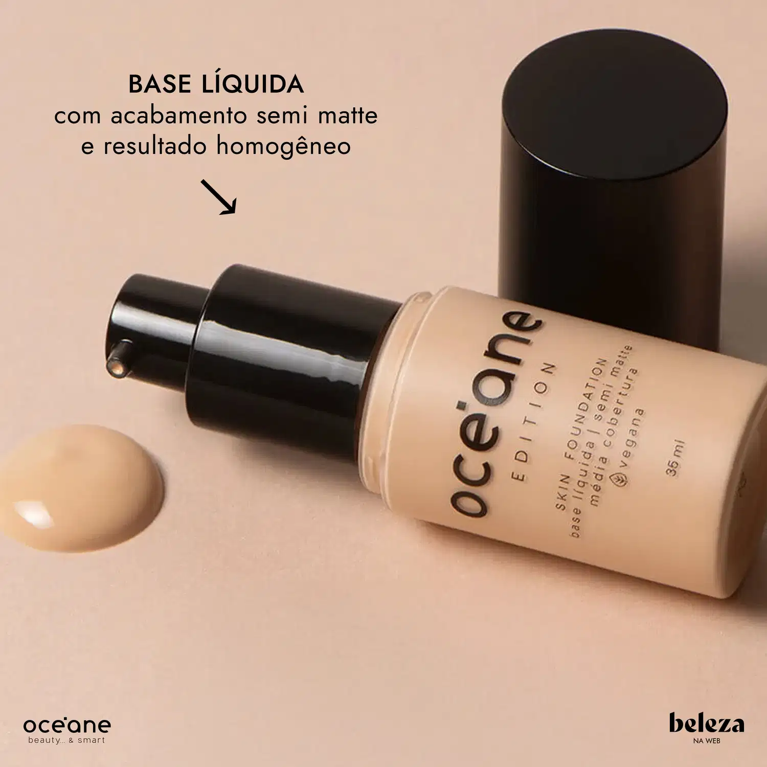 BASE LÍQUIDA com acabamento semi matte e resultado homogêneo