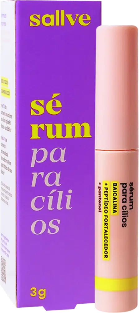Embalagem e frasco de sérum para cílios Sallve.