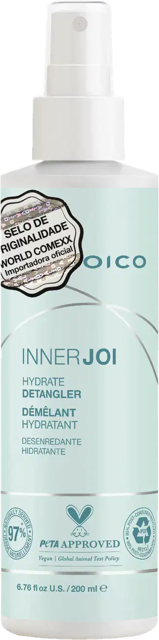 A imagem mostra o Leave-in Joico InnerJoi Hydrate Detangler (200ml), em sua embalagem verde com detalhes em branco e prata.