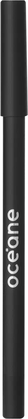 A imagem mostra o Lápis de Olho Océane Purple Eyeliner Pencil com embalagem cilíndrica preta. A embalagem é alongada e fina, com a palavra "océane" impressa em letras brancas minúsculas no corpo.