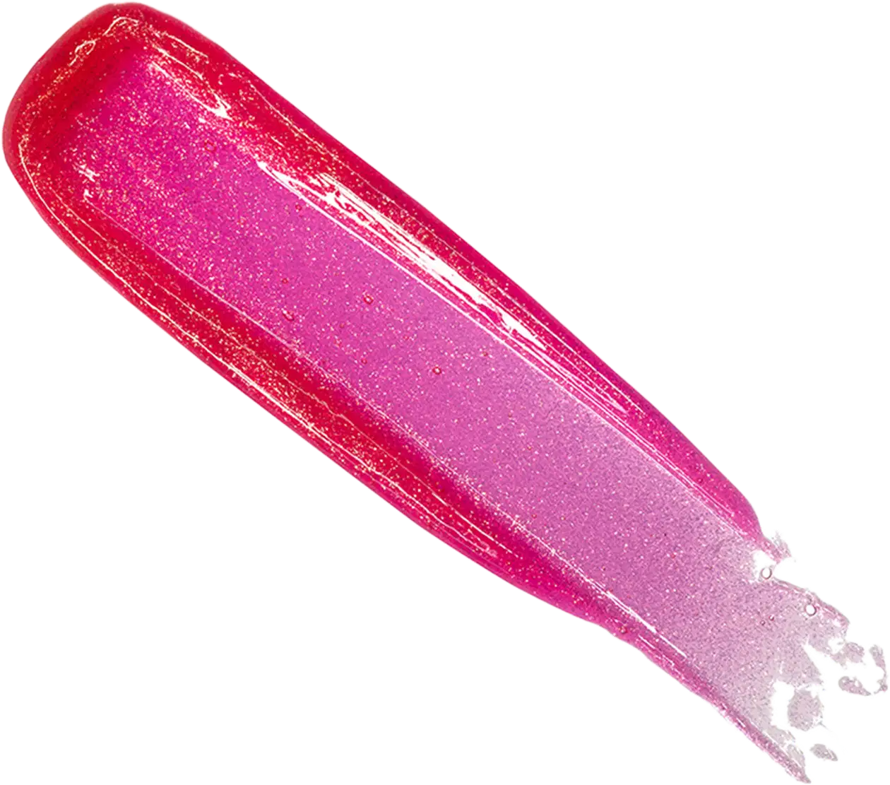 Uma "pincelada" do produto, onde é possível ver a cor vibrante e a textura cremosa e cintilante.