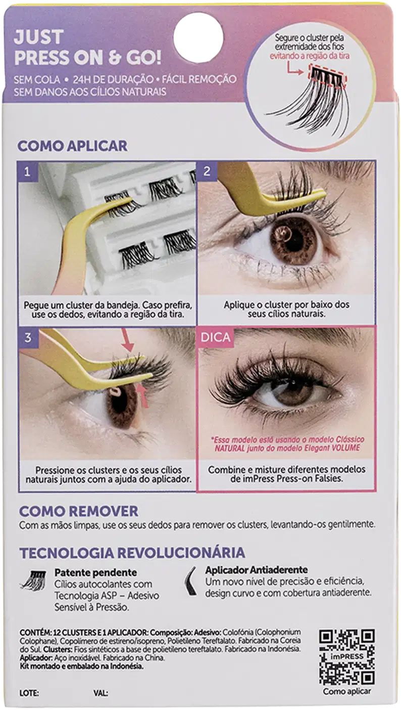 Kit Kiss New York imPRESS Press-on Falsies Mini Natural 01 (2 Produtos).