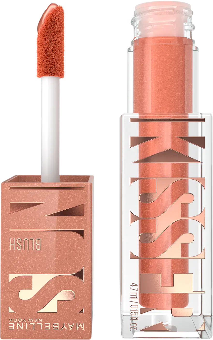 Blush Líquido Multifuncional Sunkisser, da marca Maybelline. Possui cor alaranjada.