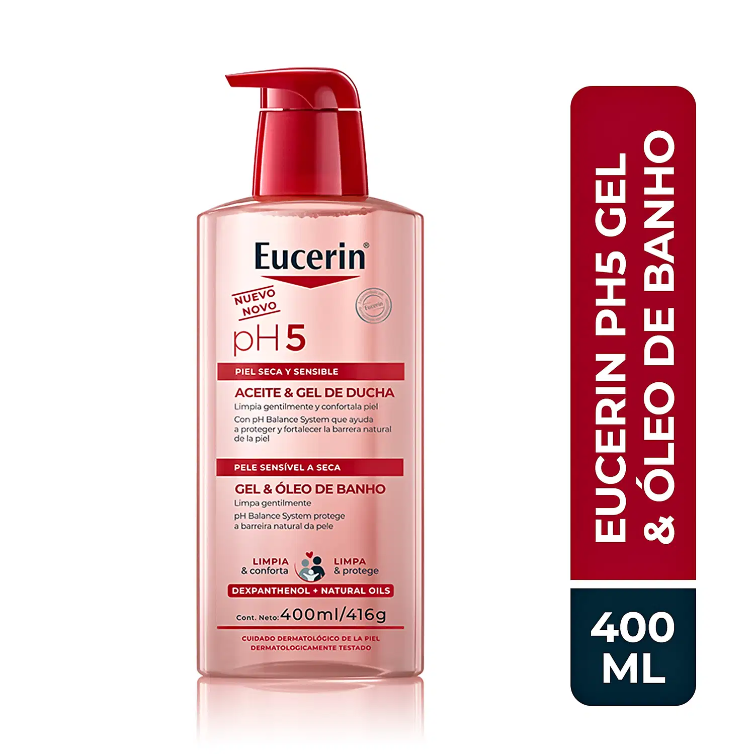 Gel e Óleo de Banho Eucerin Pele Seca e Sensível pH5, 400ml.