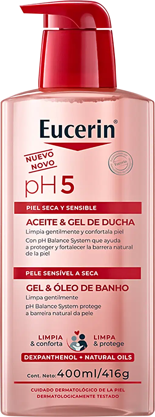 Gel e Óleo de Banho Eucerin Pele Seca e Sensível pH5, 400ml.