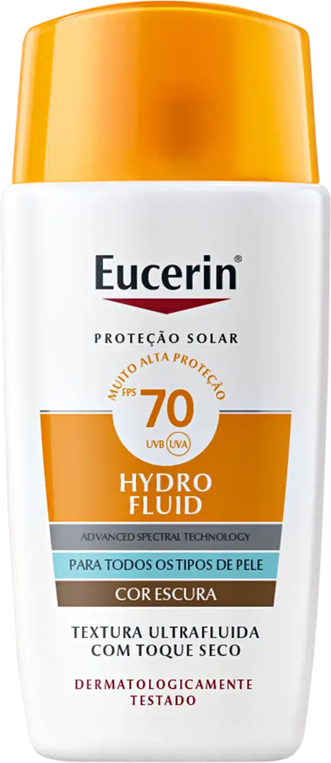 Protetor Solar Facial Eucerin Hydro Fluid FPS70 Cor Escura, 50ml.