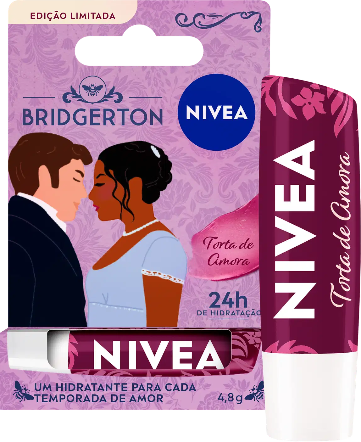 Hidratante Labial NIVEA Bridgerton Torta de Amora, 4,8g.