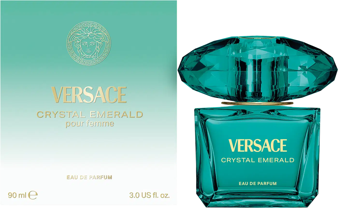 Frasco e caixa de item do perfume Crystal Emerald Versace Eau de Parfum