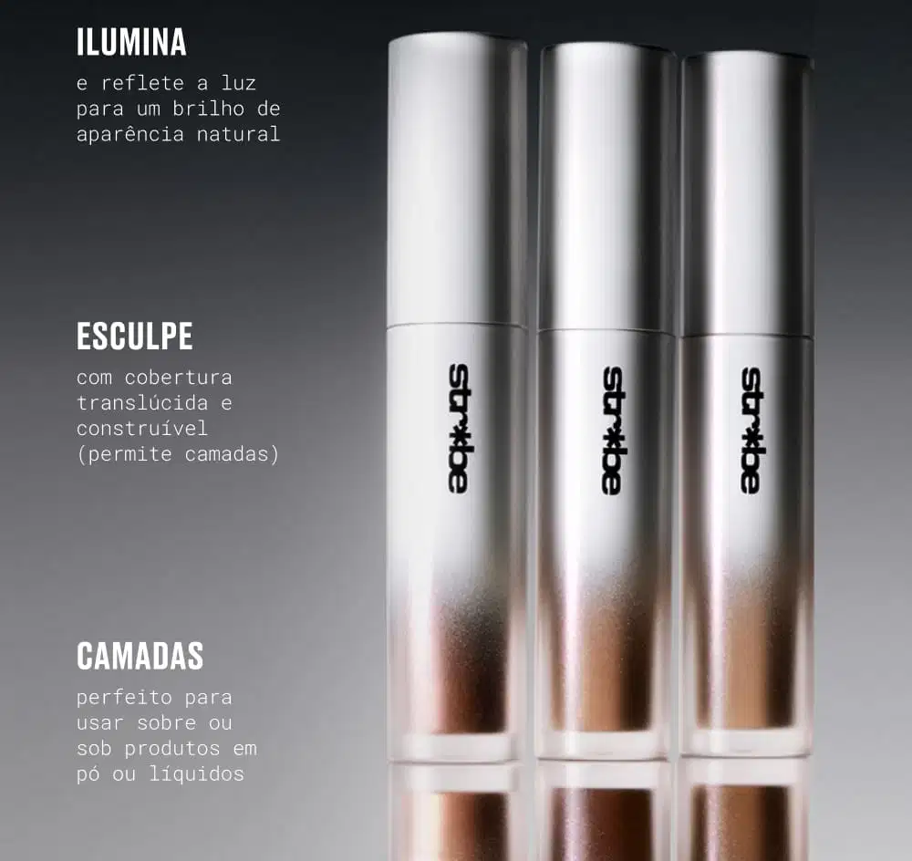 ILUMINA e reflete a luz para um brilho de aparência natural. ESCULPE com cobertura translúcida e construtiva (permite camadas). CAMADAS perfeito para usar sobre ou sob produtos em pó ou líquidos.