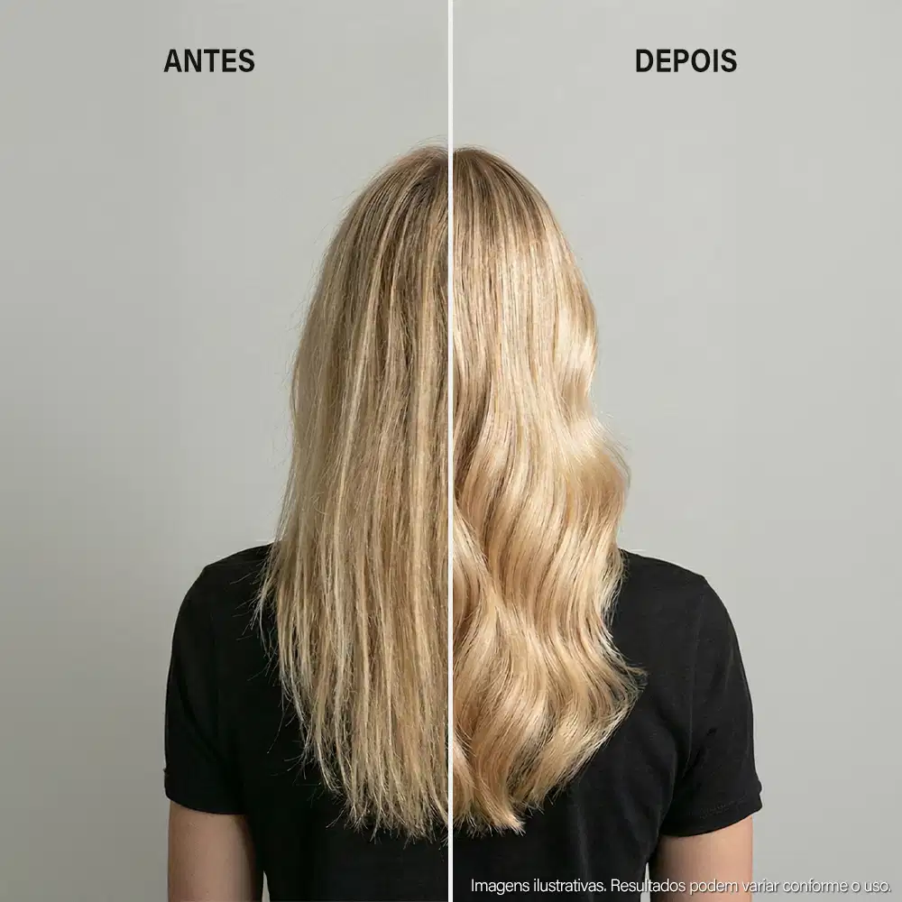 A imagem mostra o antes e depois com a utilização do produto.