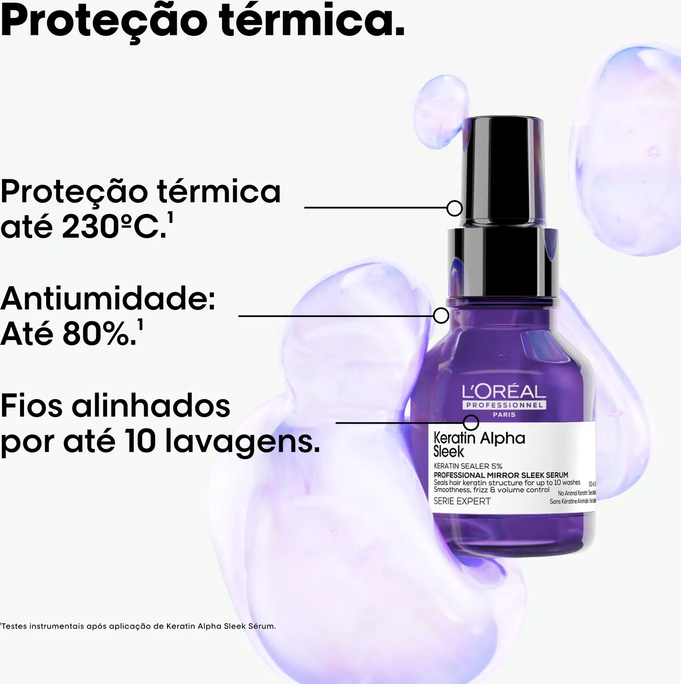 Proteção térmica até 230°C. Antiumidade: Até 80%. Fios alinhados por até 10 lavagens.