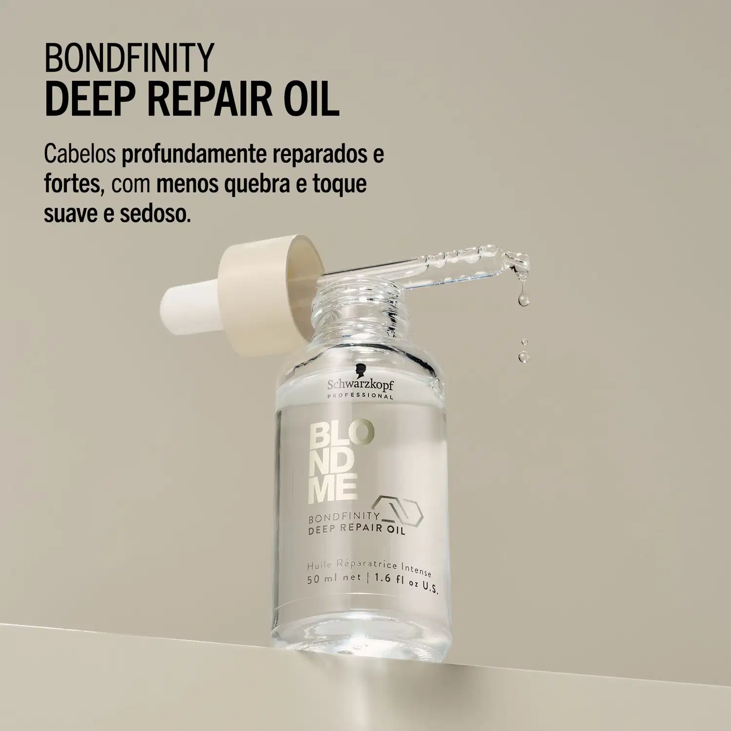 Bondfinity Deep Repair Oil. Cabelos profundamente reparados e fortes, com menos quebra e toque suave e sedoso.