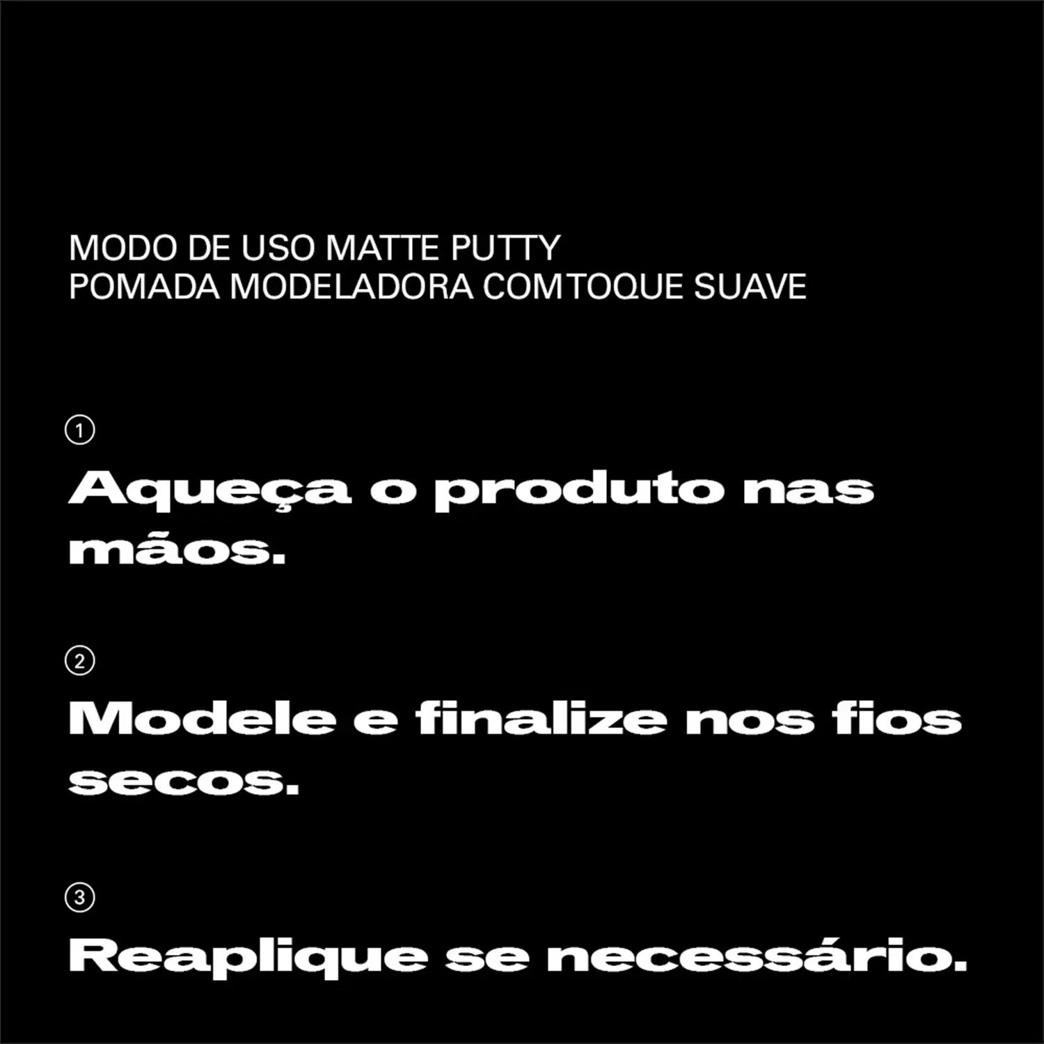 Pomada modeladora com textura suave da marca Sebastian Professional, com instruções de uso em português: "Ameça o produto nas mãos. Modele e finalize os fios secos."
