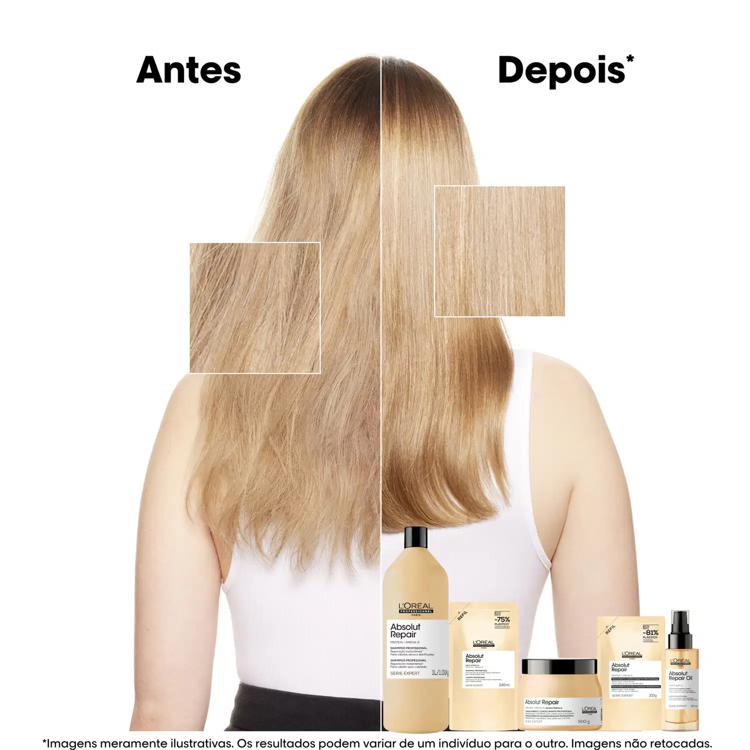 Antes e depois do uso
