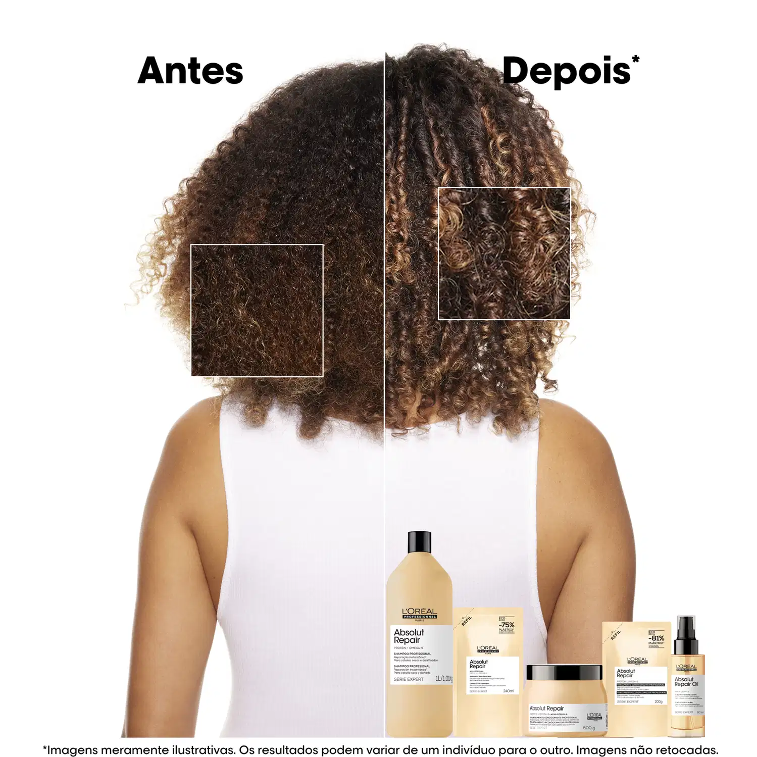 Antes e depois do uso