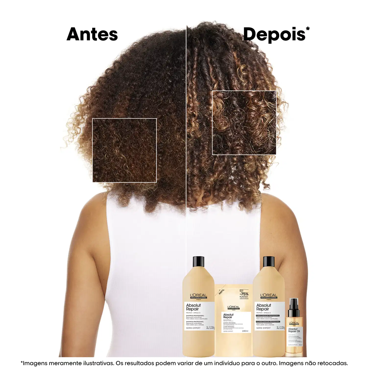 Antes e depois do uso