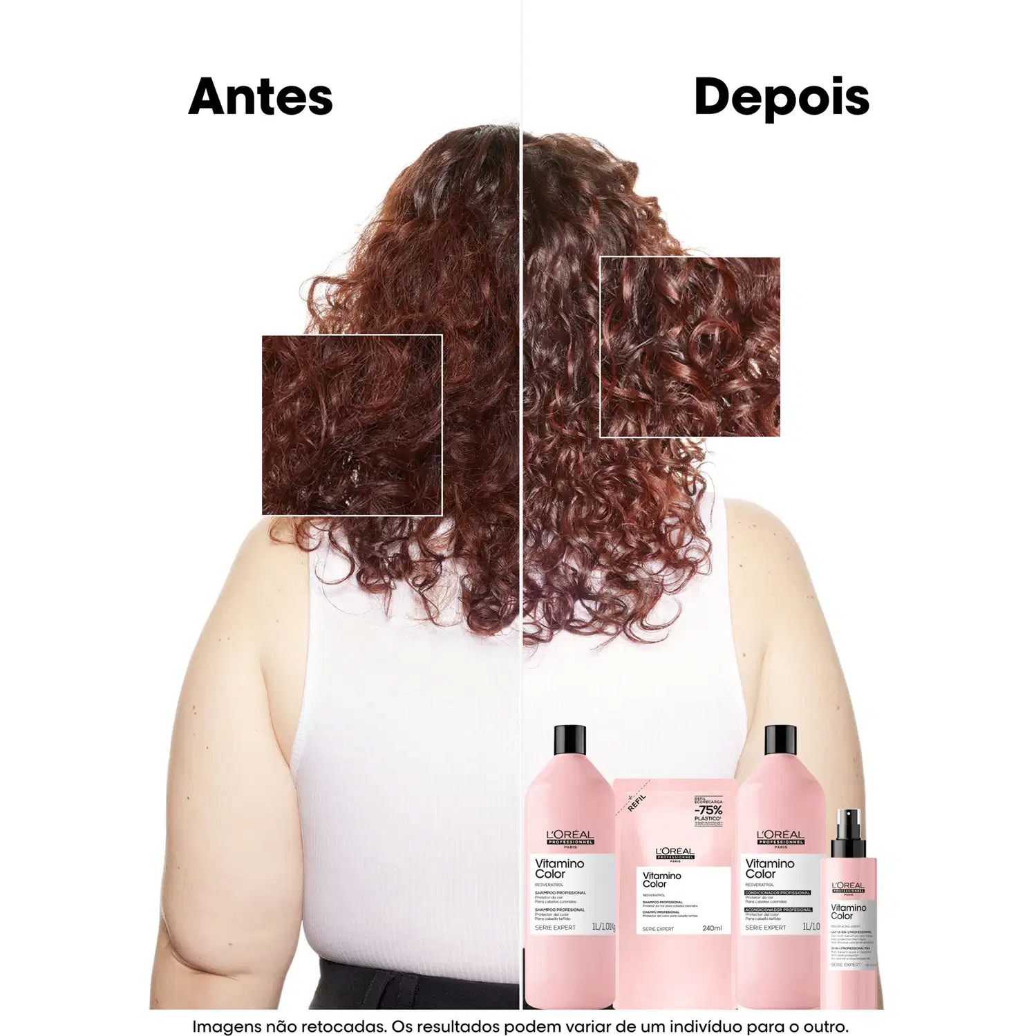 Antes e depois do uso
