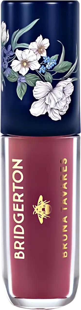 Blush líquido multifuncional. Bruna Tavares BT x Bridgerton com acabamento natural, indicado para aplicação multifuncional no rosto e nos olhos