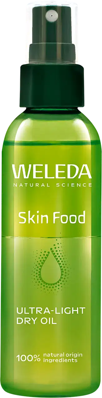 Embalagem do Óleo Weleda Skin Food.