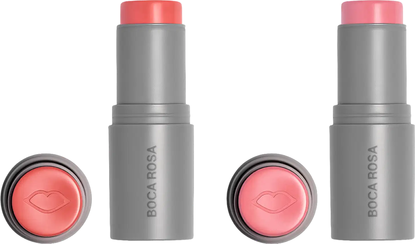 Kit Boca Rosa Stick Cor Gyn + Jeri, 2 sticks de maquiagem multifuncional.
