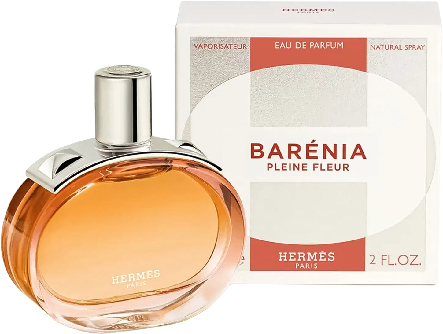 Frasco e caixa do perfume Barénia Pleine Fleur, da marca Hermes.