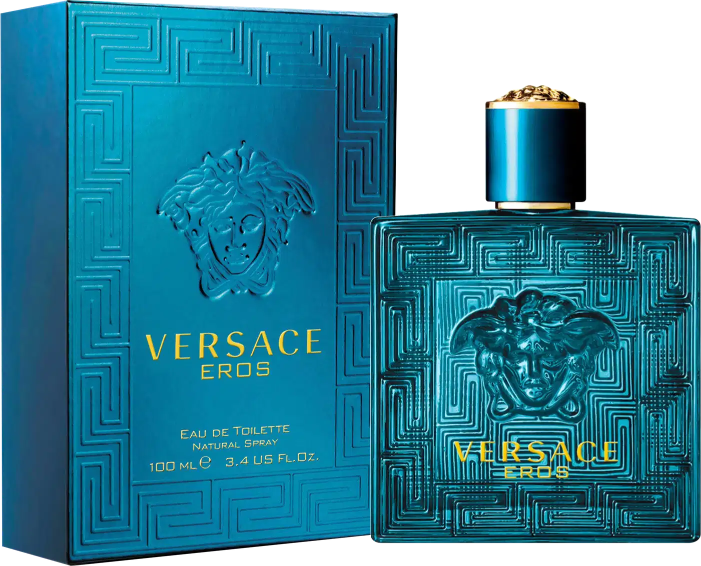 A imagem mostra a embalagem ao lado do frasco do perfume, em fundo branco.