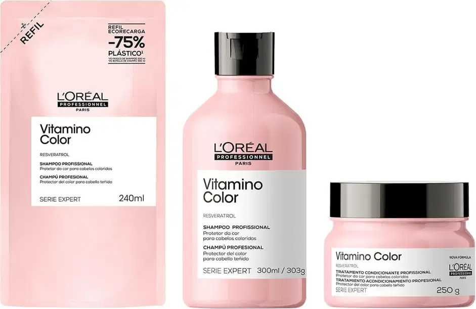 Kit L'Oréal Professionnel Vitamino Color Trio Care Refil, 3 produtos.