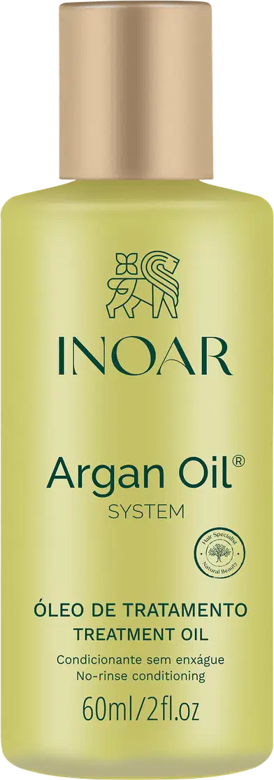 A imagem mostra o Óleo Capilar Argan Oil System da marca Inoar.