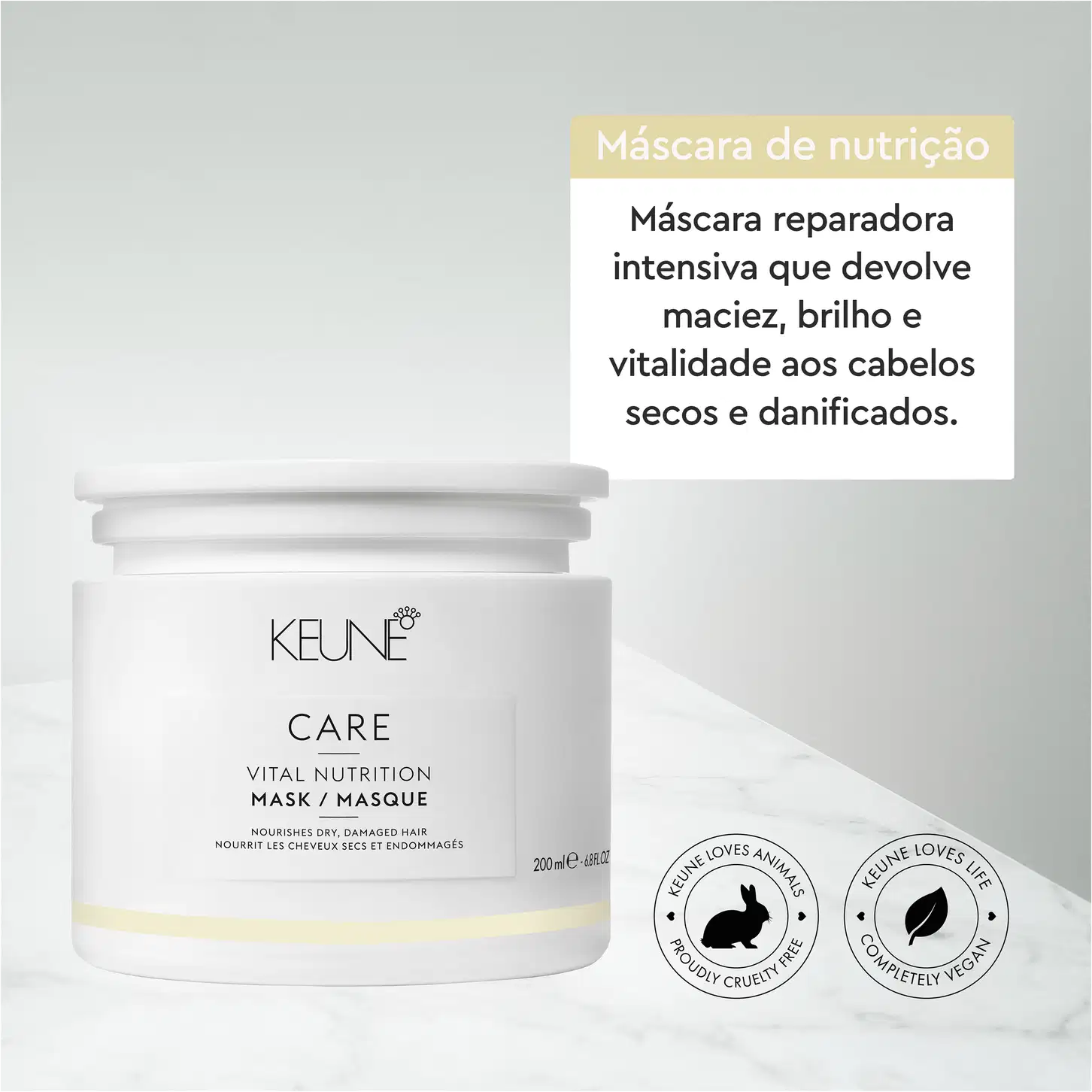 A imagem mostra a Máscara de Nutrição Care Vital Nutrition da marca Keune.