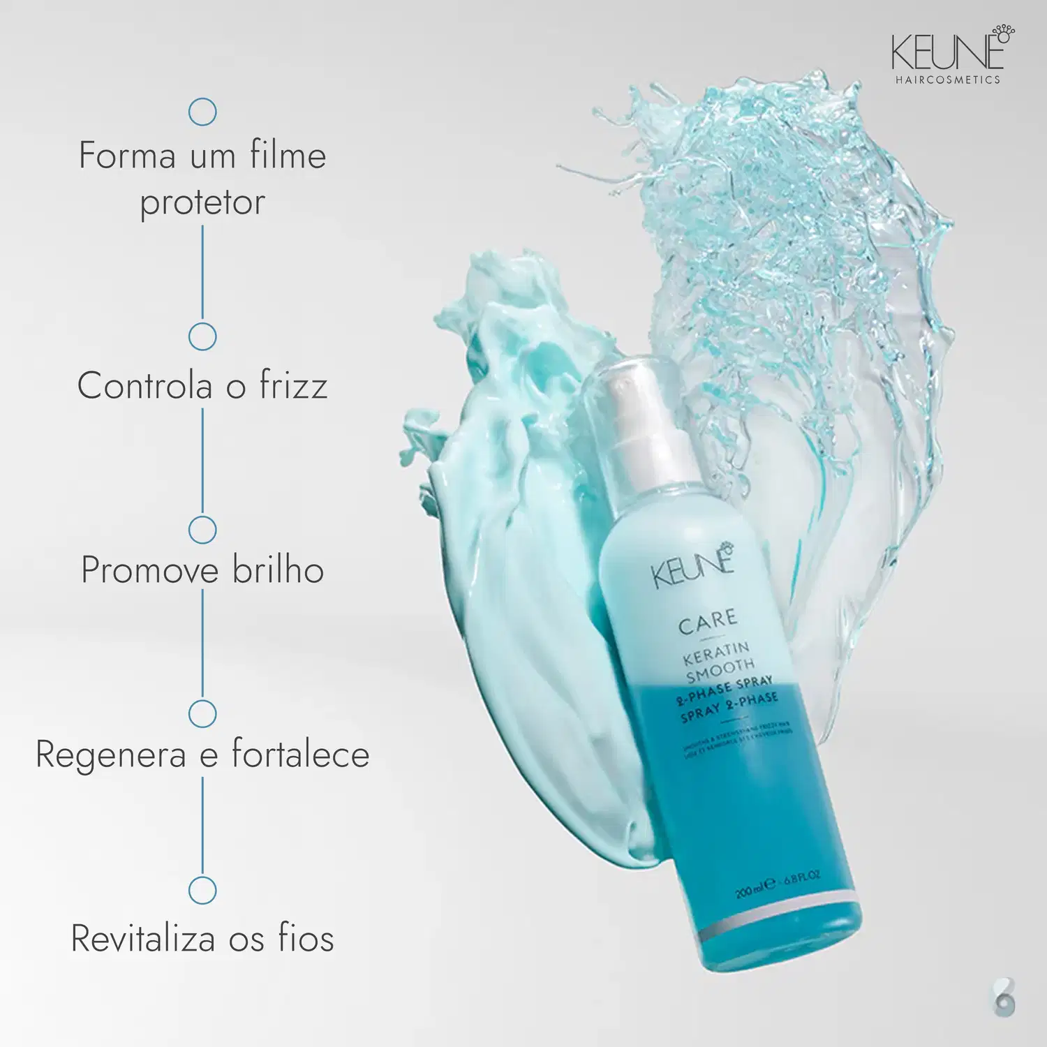 Forma um filme protetor, Controla o frizz, Promove brilho, Regenera e fortalece, Revitaliza os fios.