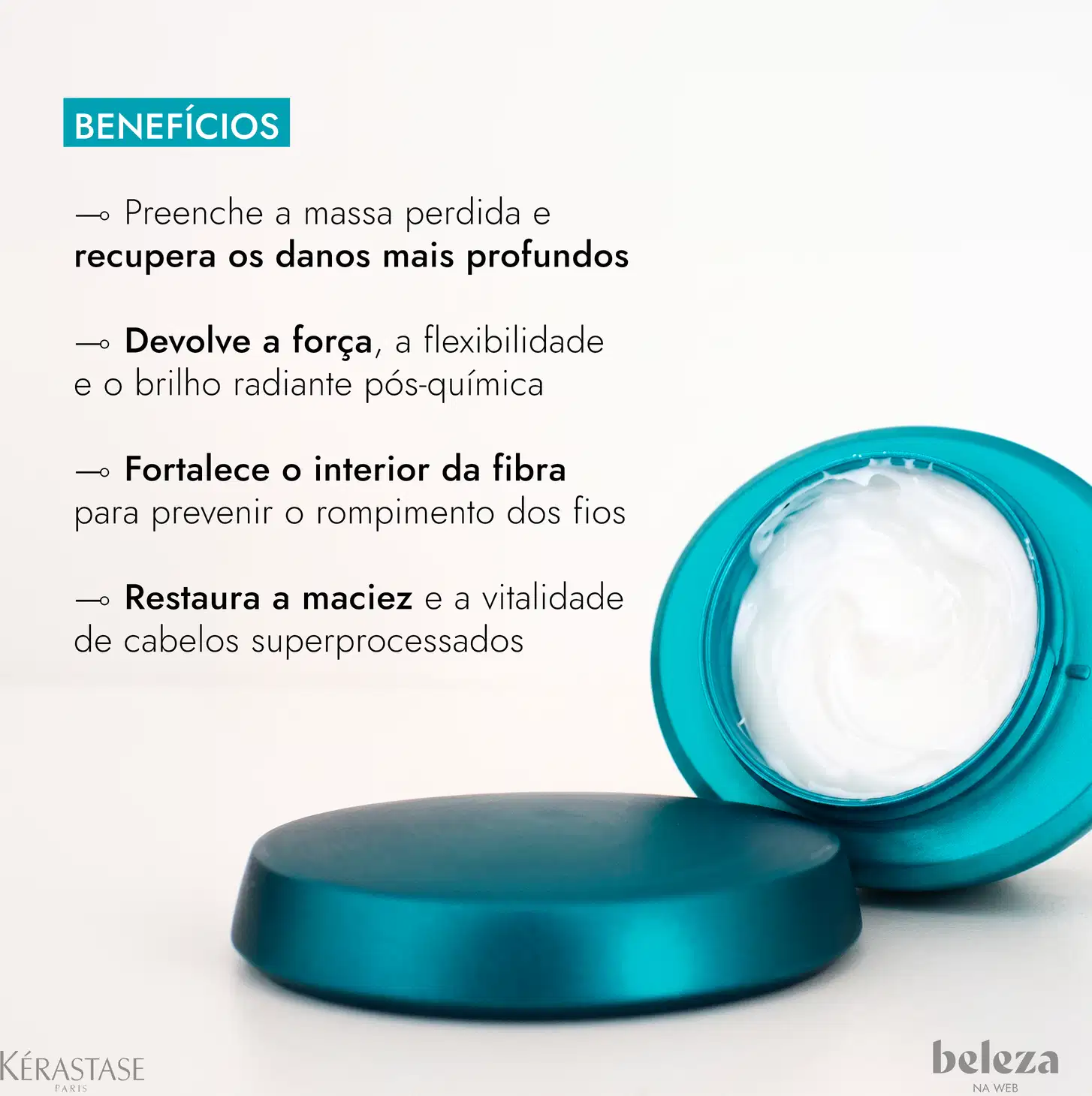 Frasco de máscara terapêutica da linha Resistance da Kérastase, com embalagem em tons de azul e verde, contendo 200 ml do produto. Benefícios para cabelos como, devolver força e brilho, fortalecer fibra capilar e restaurar maciez e vitalidade.