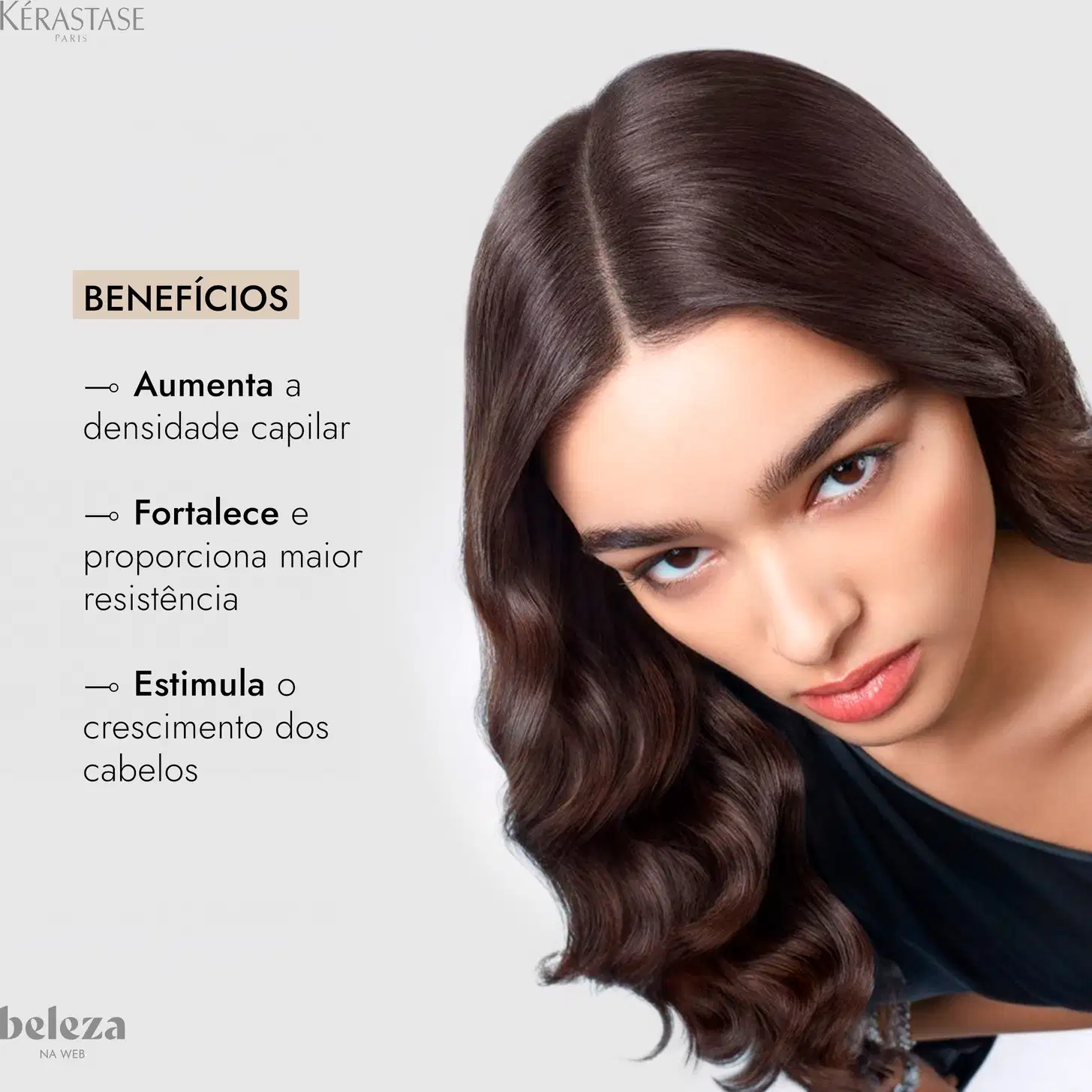 Embalagem branca e prata de máscara capilar Kérastase Densifique, com 200g de produto. Rótulo com nome da marca e informações sobre os ingredientes.