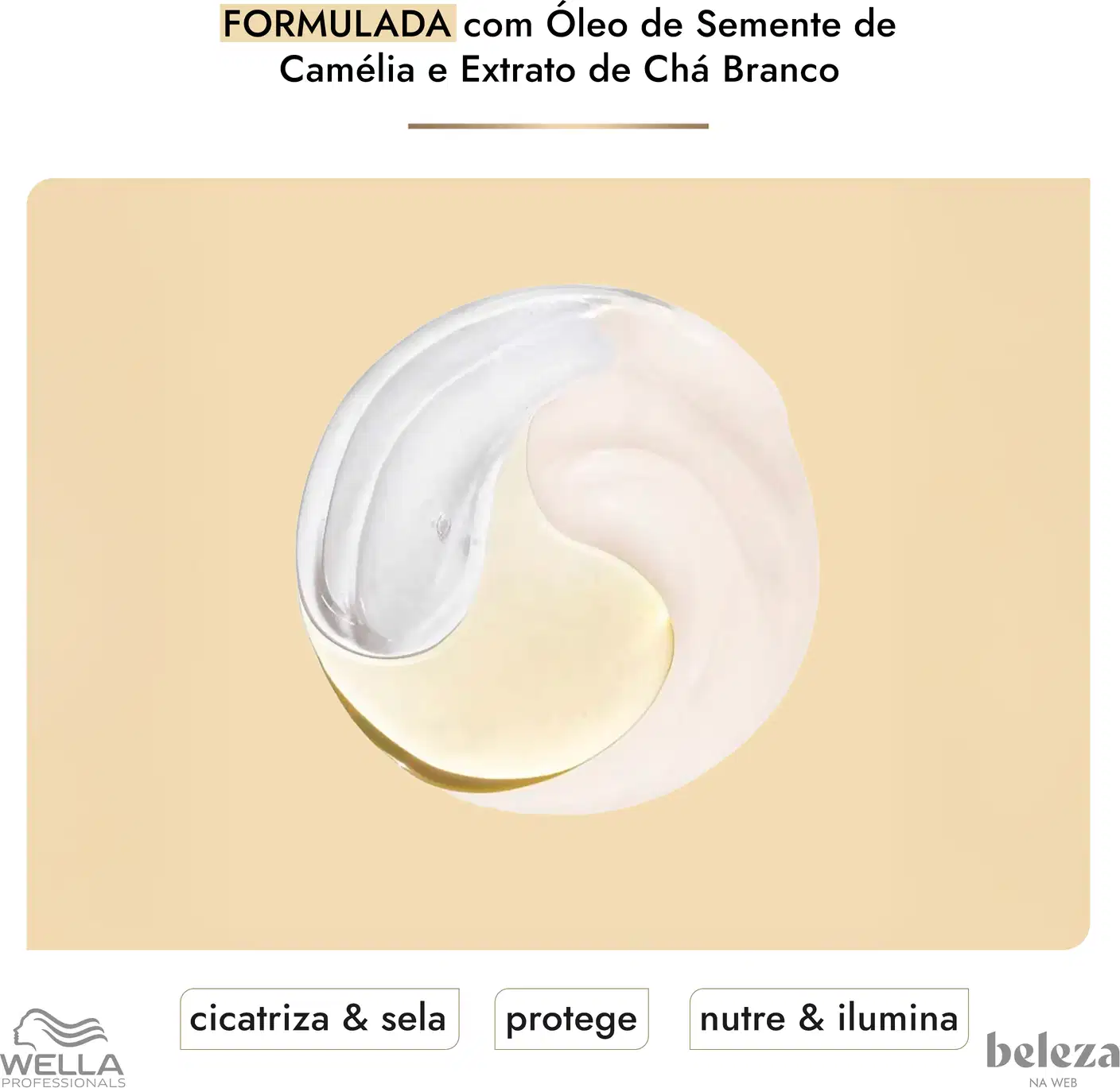 FORMULADA com Óleo de Semente de Camélia e Extrato de Chá Branco. Cicatriza & sela, protege, nutre & ilumina.