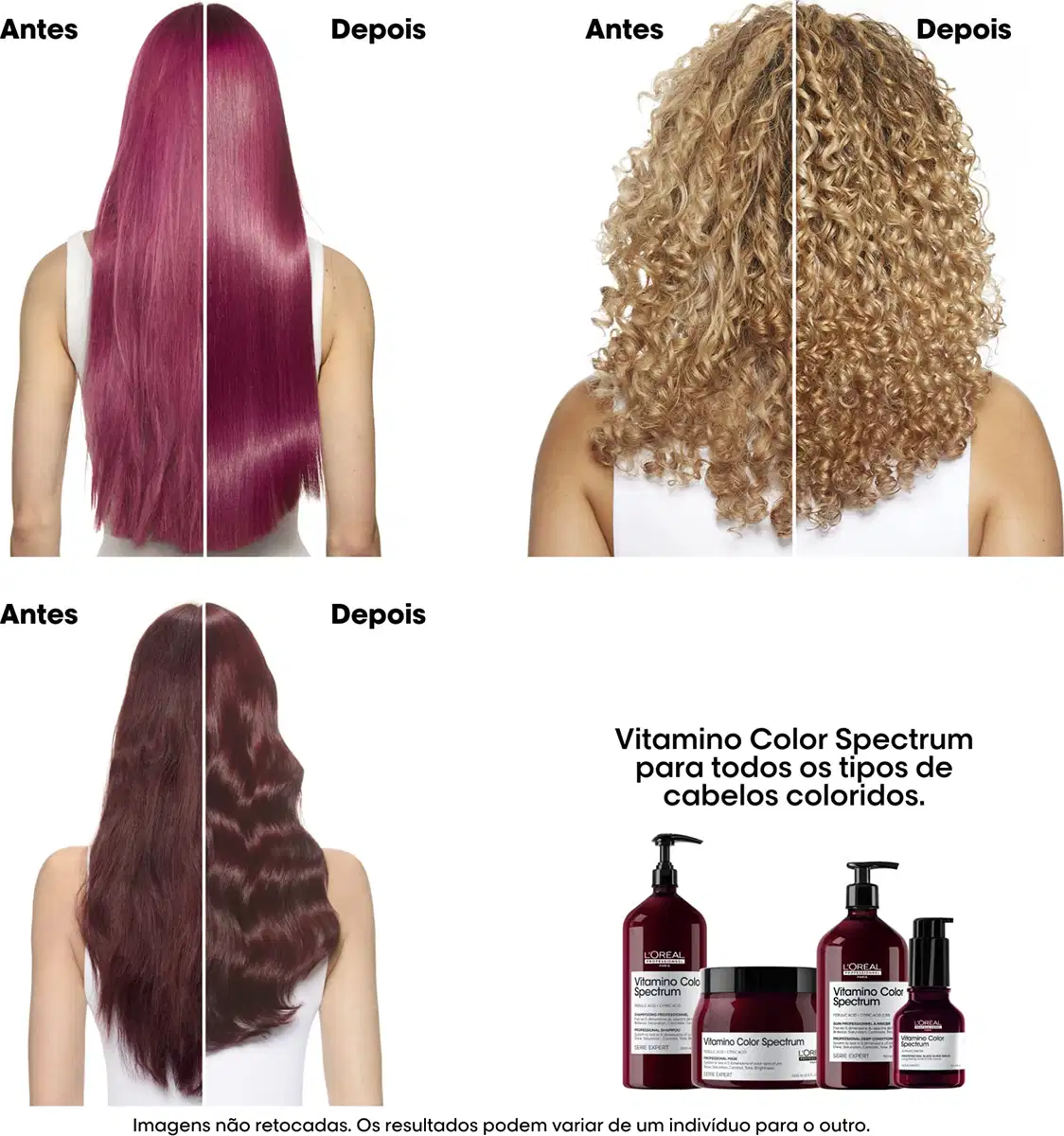 Kit L'Oréal Professionnel Vitamino Color Spectrum Trio Home Care, 3 produtos.