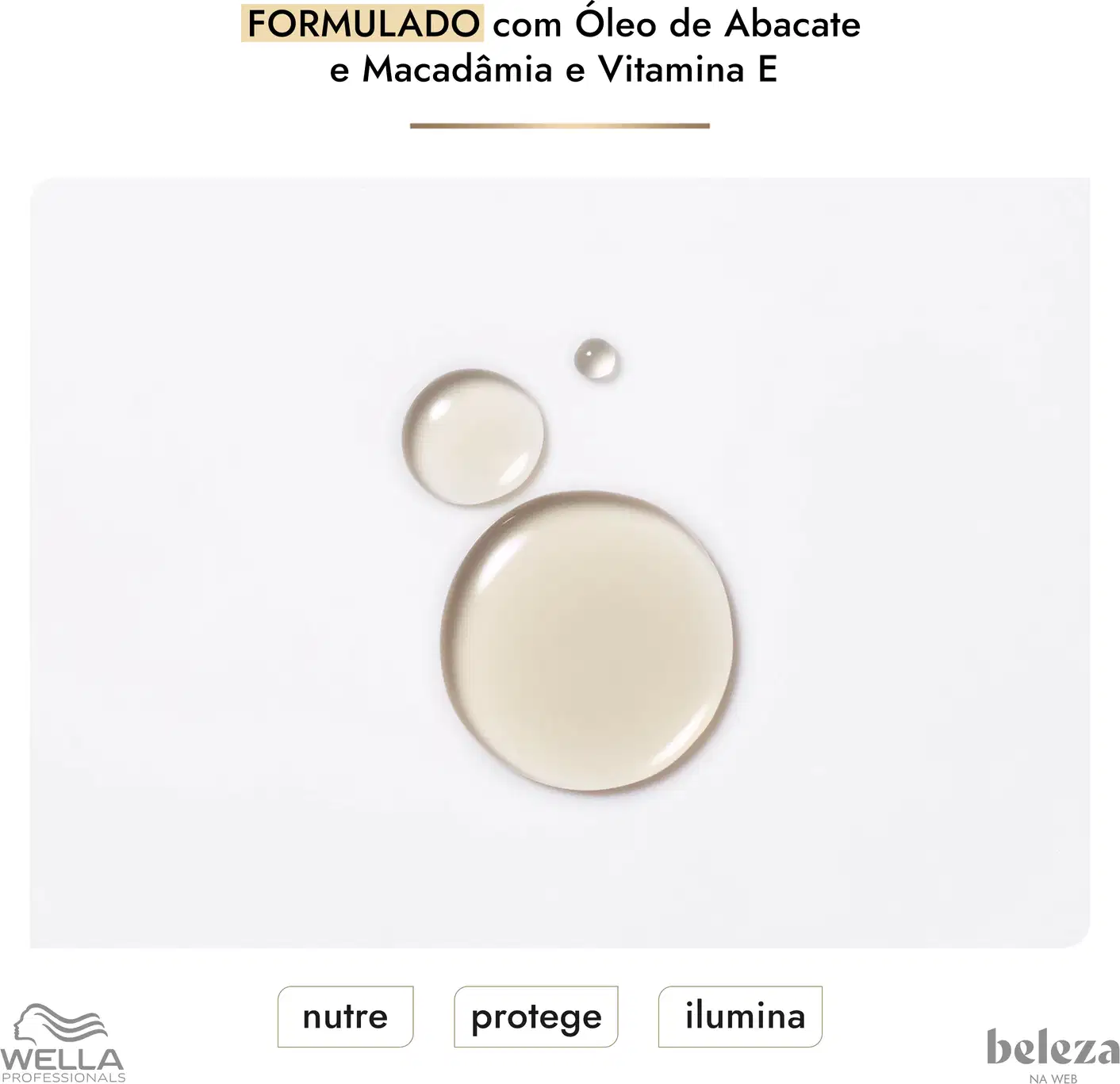 Frasco de 30 ml do produto Wella Professionals Oil Reflections Light, um óleo para reflexos luminosos, com embalagem em tons de bege e branco.