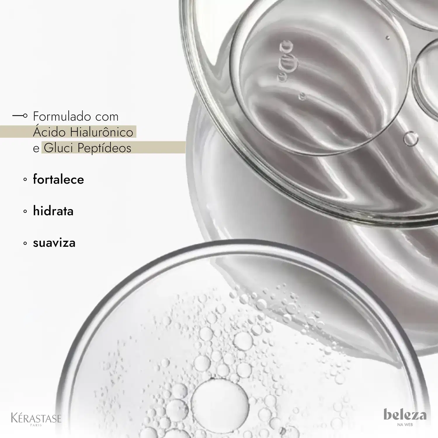 Dois produtos da marca Kérastase Paris: um frasco de shampoo Bain Densite de 250ml e um pote de máscara Densifique de 200g, ambos com embalagens brancas e detalhes em prata.